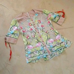 Aratta silent journey mesh embroidered blouse